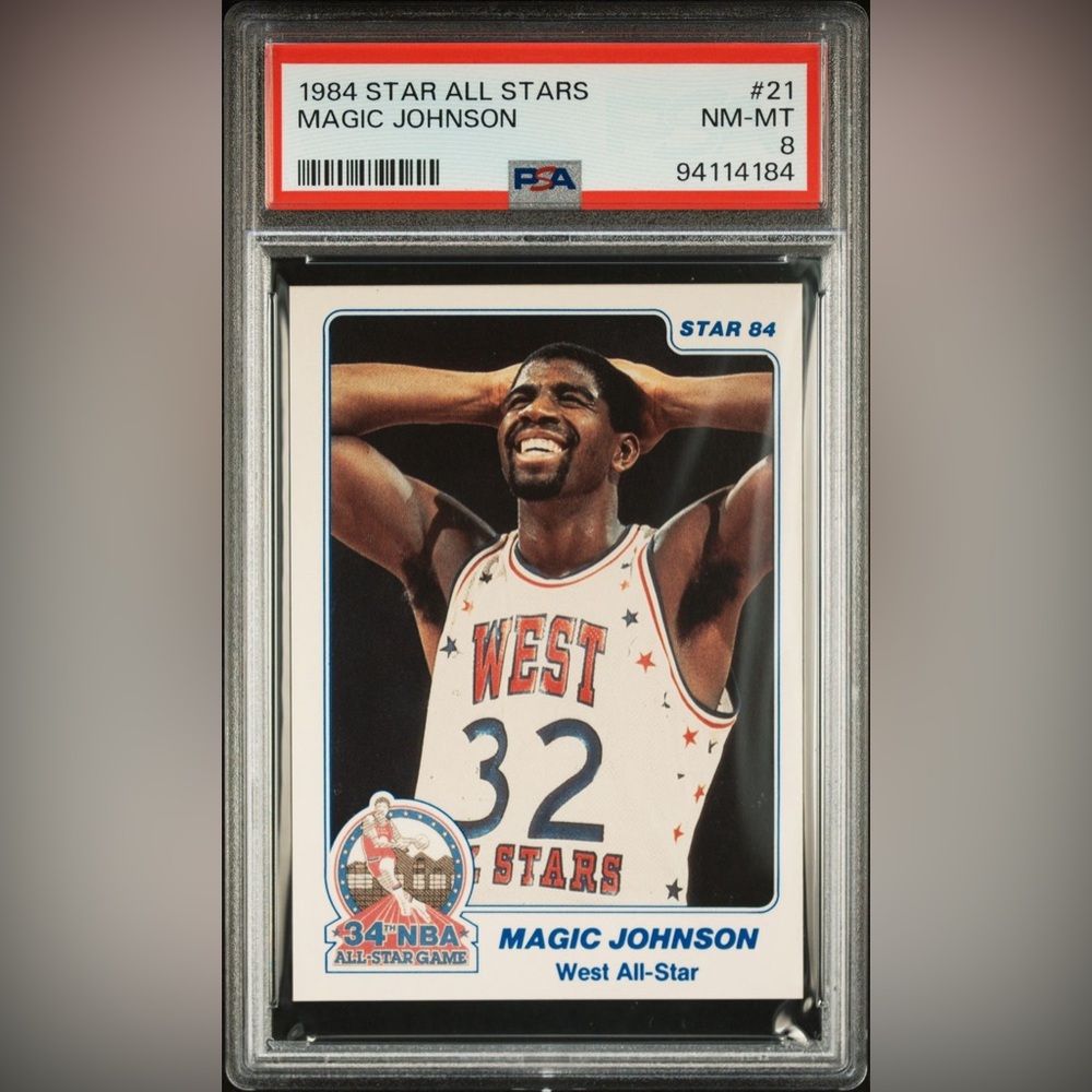 1984 Star All Stars Magic Johnson #21 PSA 8 LA Lakers 
34th NBA All Star Game